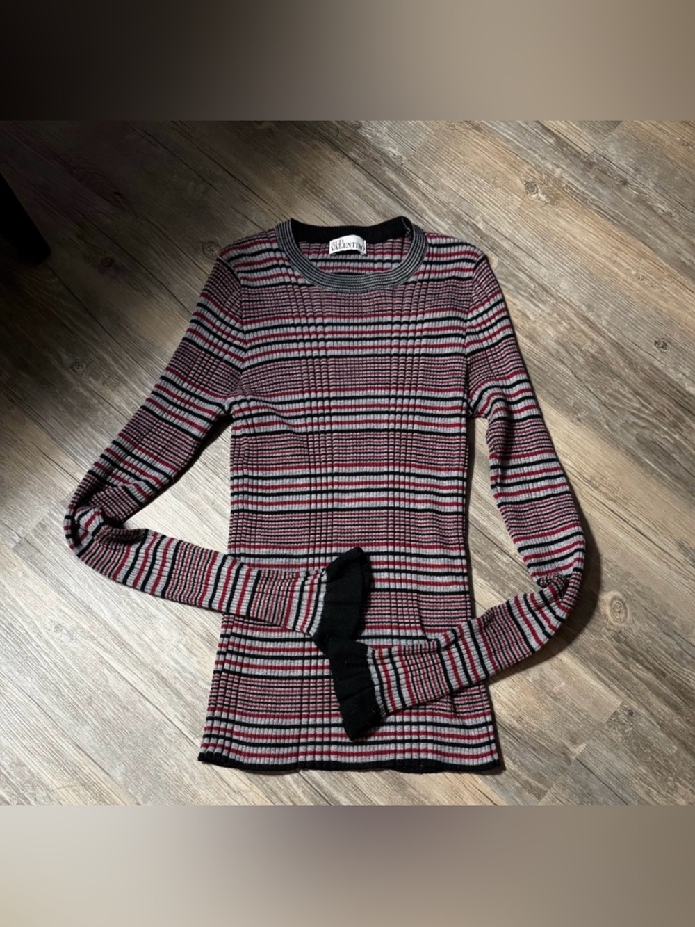RED Valentino Virgin Wool Striped Knit Sweater